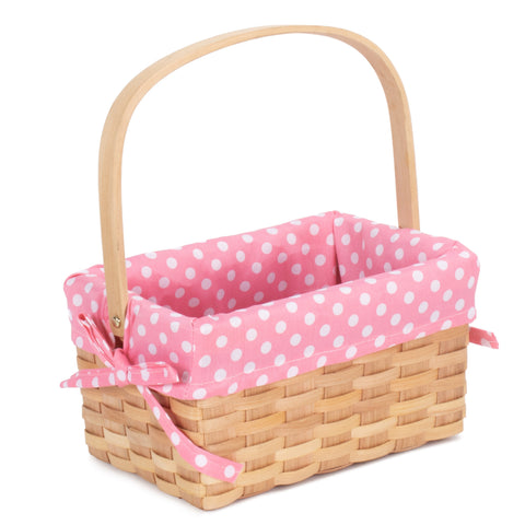 Swing handle basket with pink lining