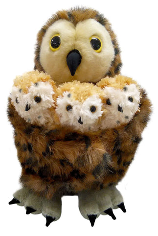 Tawny owl with 3 babies - Hideaway puppets