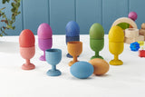 Rainbow wooden egg cups - pack 7