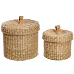 Set of 2 sea grass baskets with lids